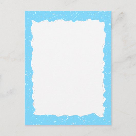  Blauw Gescheurd Papier Custom Border Sjabloon Briefkaart (Voorkant)