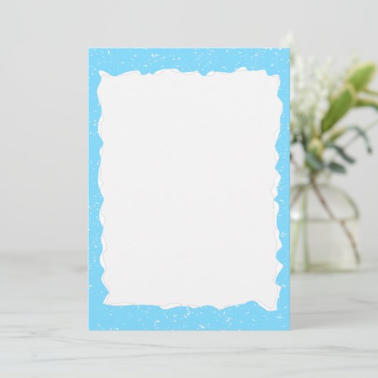  Blauw Gescheurd Papier Custom Border Sjabloon Kaart (Staand voorkant)