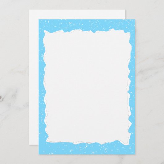  Blauw Gescheurd Papier Custom Border Sjabloon Kaart (Voorkant / Achterkant)