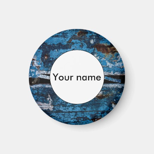 Blauw geschilderd hout magneet (Voorkant)