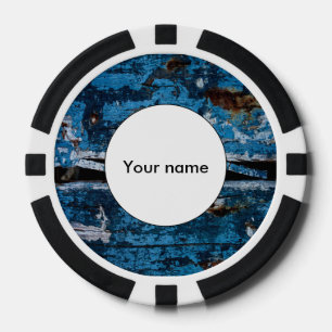Blauw geschilderd hout poker chips