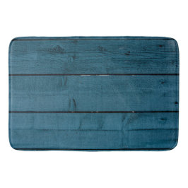 Blauw geschilderde houten planken badmat