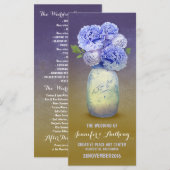 Blauw geschilderde mason potje bruiloft programma' programma (Voorkant / Achterkant)