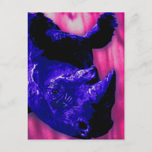 Blauw geschilderde Rhino Briefkaart