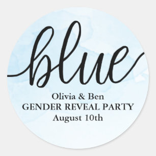 Blauw geslacht onthullen Baby shower Ronde Sticker