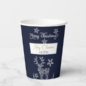 Blauw gesneden kerstversieringen papieren bekers (Achterkant)