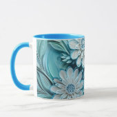 Blauw gesneden papieren bloemen Mok (Links)