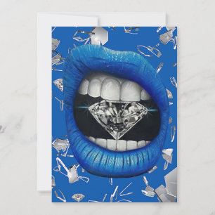 Blauw gespleten glas en ruitvormige canvas tas bedankkaart