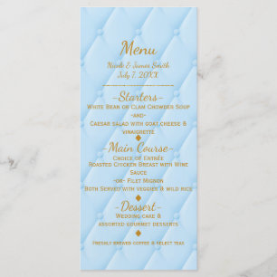 Blauw gestikte koninklijke sprookjesprinsessen-fee menu