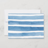 Blauw gestreept dank u waterverf nautische bruilof bedankkaart (Achterkant)