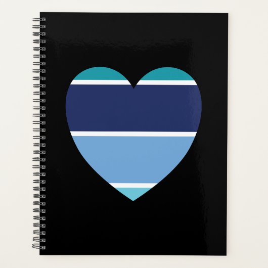 Blauw gestreept hart planner (Voorkant)
