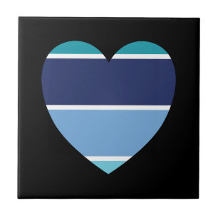 Blauw gestreept hart tegeltje