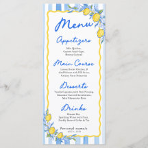 Blauw gestreept Mediterraan menu