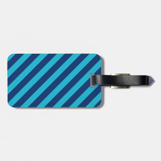 Blauw gestreept monogram Bagagelabel (Achterkant horizontaal)