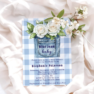 Blauw gestreepte baby bloemen geruit jongens babys kaart