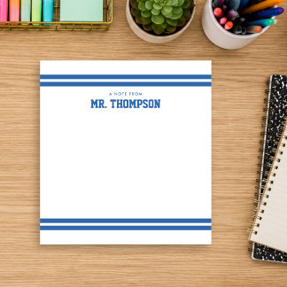 Blauw Gestreepte Docenten School Notitieblok