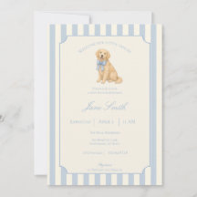 Blauw gestreepte Goud Retriever Baby Shower