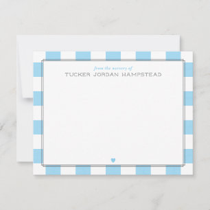 Blauw gestreepte & hartjes Preppy baby jongen beda Notitiekaartje
