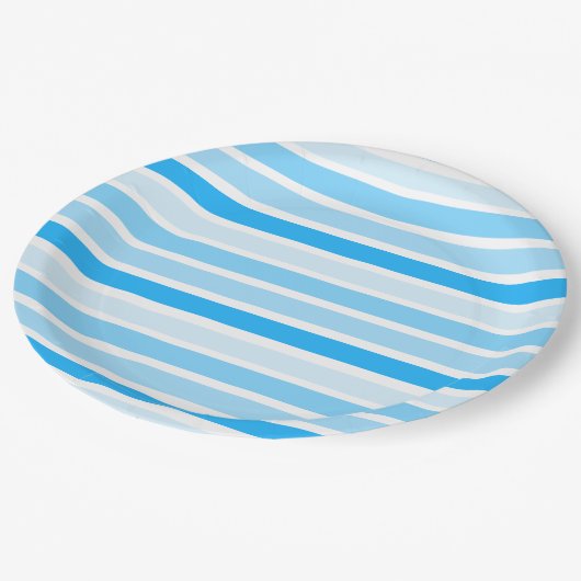 Blauw gestripte papieren grote Borden Papieren Bordje (Gekanteld)