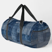Blauw getextureerd denim stof patroon gepersonalis plunjezak (Rechterhoek)