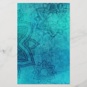 Blauw getextureerde Lotus Briefpapier
