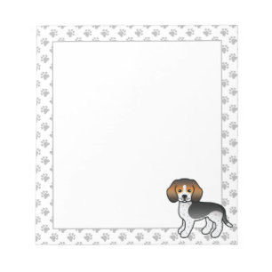 Blauw Getikte Beagle Schattige Cartoon Hond & Poot Notitieblok