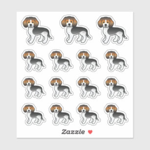 Blauw Getikte Beagle Schattige Cartoon Honden Sticker