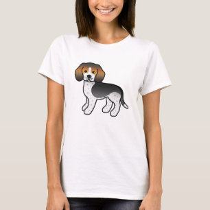 Blauw Getikte Schattige Cartoon Beagle Ras Hond T-shirt