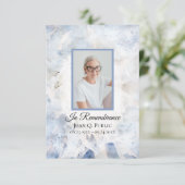 Blauw getinte anjer begrafenis gedenkteken sympath bedankkaart (Staand voorkant)