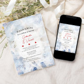 Blauw getinte Anjer Bloem 4 juli bruiloft Kaart