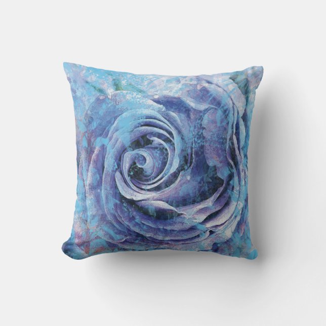 Blauw getinte roos kussen (Voorkant)
