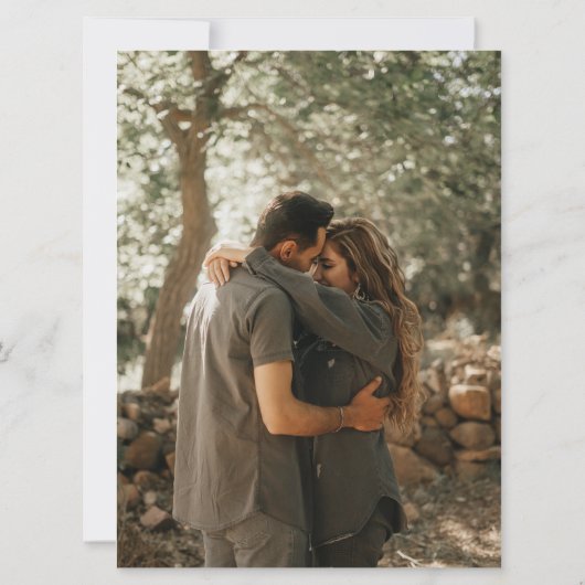 Blauw getrokken blad krans monogram kunst bruiloft kaart (Achterkant)