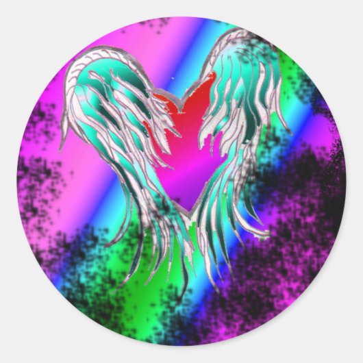 Blauw gevleugelde hart stickers (Voorkant)