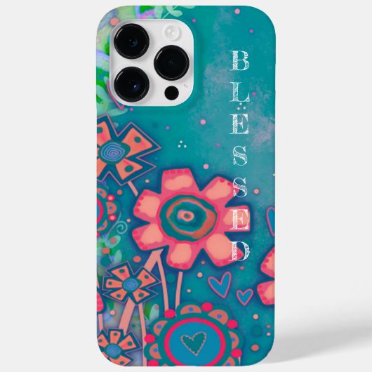  Blauw Gezegende inspiratie Roze Bloemen Case-Mate iPhone Case (Achterkant)
