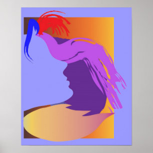 Blauw gezicht poster