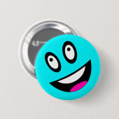 Blauw gezicht ronde button 5,7 cm (Voorkant /achterkant)