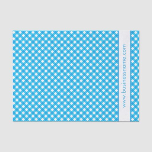 Blauw Gingham Aangepaste Tekst Tissuepapier (Voorkant)