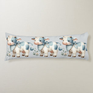 Blauw Gingham Baby Koe Pastel Boerderij Esthetiek Lichaamskussen