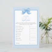 Blauw Gingham Baby Shower Raad de Prijs Spel (Staand voorkant)