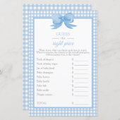 Blauw Gingham Baby Shower Raad de Prijs Spel (Voorkant / Achterkant)