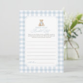 Blauw Gingham Beer Baby Eerste Jaar Bucketlijst Kaart (Staand voorkant)