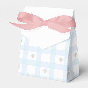 Blauw Gingham Bloemen Cartoon Feestartikelen Bedankdoosjes