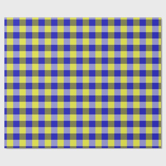 Blauw Gingham Check ontwerp Cadeaupapier (Vlak)