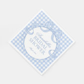 Blauw Gingham Coquette Strik Bruidsdouche Dessert Servet (Hoek)