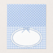 Blauw Gingham Coquette Strik Plakkaat Tafel Decora Kaart (Buitenkant ongevouwen)