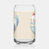 Blauw Gingham Cottage Kip Blikvorm Glas (Rechts)