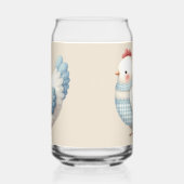 Blauw Gingham Cottage Kip Blikvorm Glas (Links)