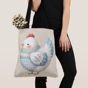 Blauw Gingham Cottage Kip Draagtas