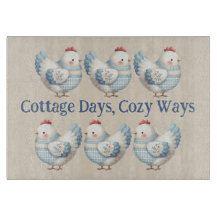 Blauw Gingham Cottage Kip Snijplank