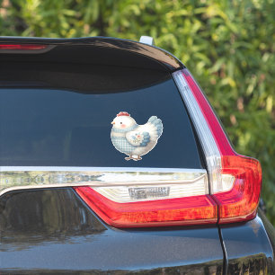 Blauw Gingham Cottage Kip Sticker